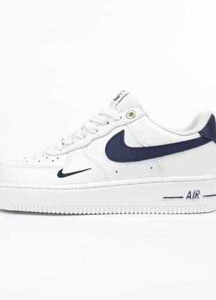 Жіночі шкіряні кросівки nike air force 1 low white blue найк форси