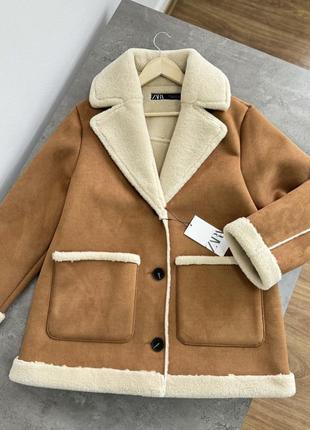 Дублянка дубльонка замшева тедді пальто zara