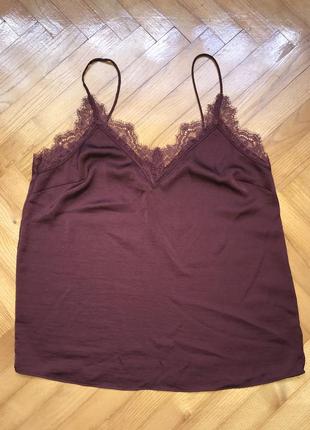 H&amp;m-сатиновый топ с кружевом, p.-38