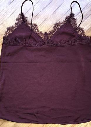 H&amp;m-сатиновый топ с кружевом, p.-38