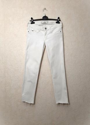 Hollister отличные белые джинсы женские летние зауженные слим котон размер 28/31