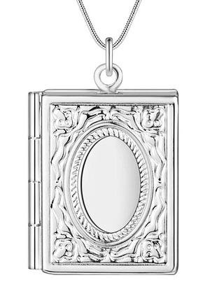 Медальон-подвеска под фотографию или картинку на шею на подарок в форме книги