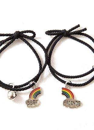 Парные браслеты дружбы для друзей радуга best friends с подвеской размер от 14 до 30 см