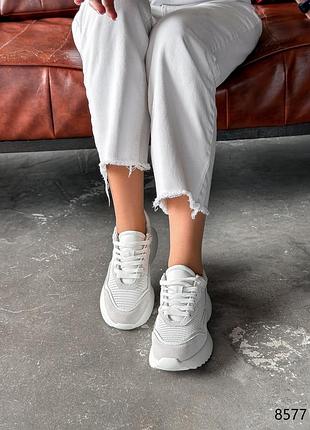 Кроссовки женские saul белые + беж, натуральная кожа