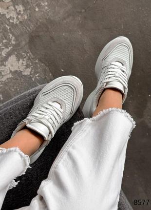 Кроссовки женские saul белые + беж, натуральная кожа