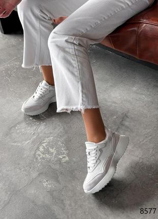 Кроссовки женские saul белые + беж, натуральная кожа