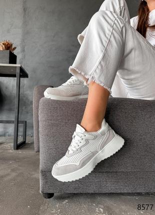 Кроссовки женские saul белые + беж, натуральная кожа