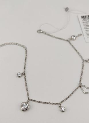 Браслет серебряный на ногу с фианитами 925 пробы арт. 05366