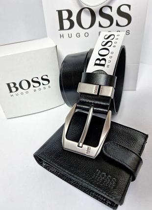 Ремінь та гаманець boss, шкіряні