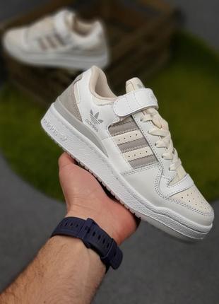 Жіночі шкіряні кросівки adidas forum 84 low white grey адідас форум