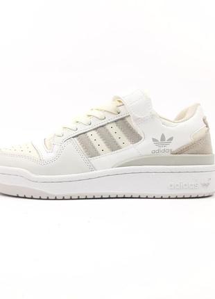 Жіночі шкіряні кросівки adidas forum 84 low white grey адідас форум