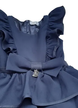 Шкільний сарафан для дівчинки нарядний темно-синій р116,р146 a&d kids туреччина5 фото