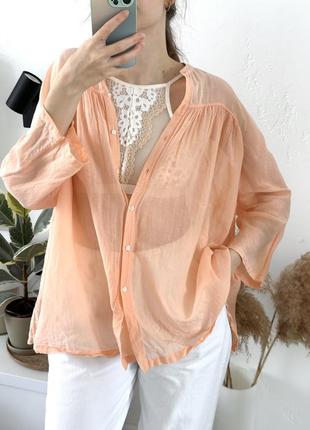 Летняя легкая блуза massimo dutti персикового цвета 🍑