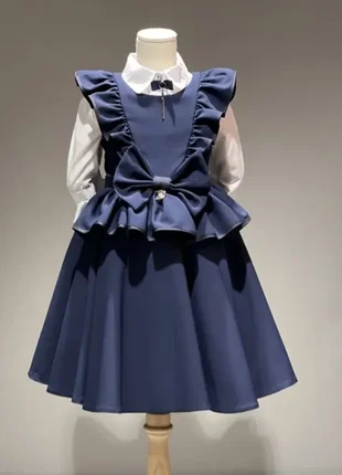 Шкільний сарафан для дівчинки нарядний темно-синій р116,р146 a&d kids туреччина