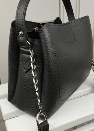 Жіноча стильна та якісна сумка зі штучної шкіри чорна6 фото