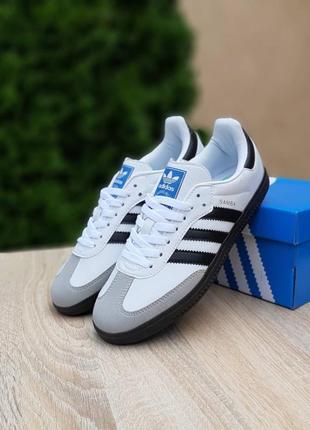 Жіночі шкіряні кросівки adidas samba og white black адідас самба