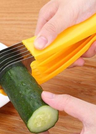 Кухонный нож слайсер для овощей и фруктов a-plus circle-sliser нарезка кольцами, кружками, бананорезка5 фото