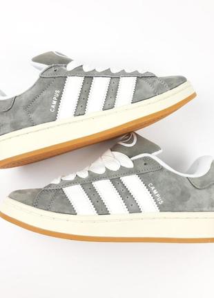 Жіночі замшеві кросівки adidas campus 00s grey white адідас кампус