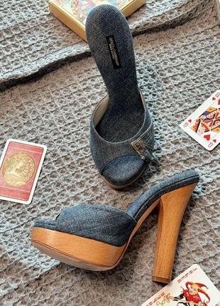 Необычные джинсовые туфли на высоком каблуке dolce and gabbana б/у