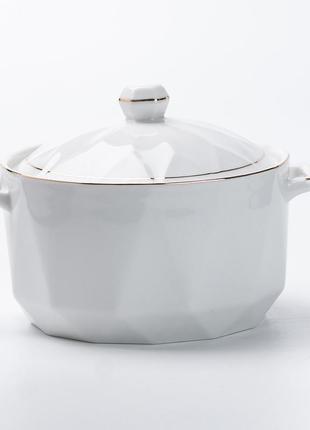 Супница с крышкой и ручкой на 1 литр белая hp1049