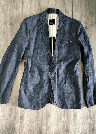 Пиджак новый лён т.синий 46 р