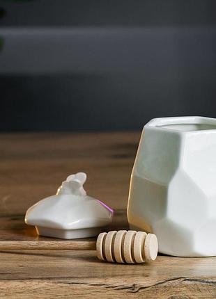 Баночка для меду 400 мл із кришкою з дерев'яною ложкою