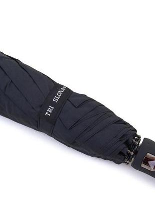 Зонт мужской полуавтомат полиэстер черный арт.34072 tri slona (китай)6 фото