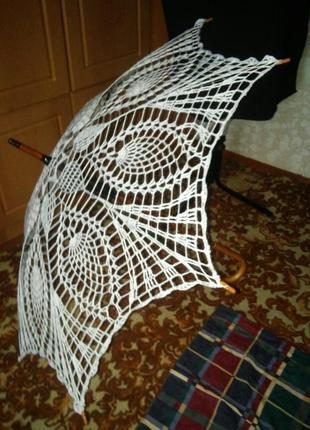 Свадебный зонт,белый и шампань, ажурный свадебный зонт от солнца.