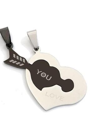 Подвійні кулони пазли на подарунок для закоханих серце i love you 2 кулона та 2 ланцюжка