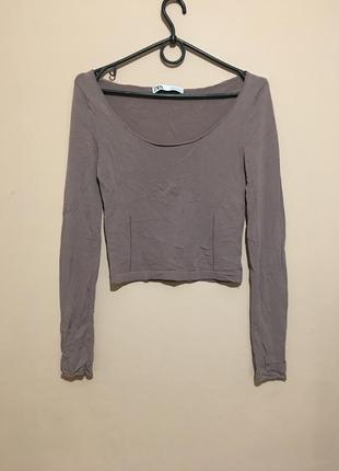 Лонгслів топ zara top with wide neckline — s-m5 фото