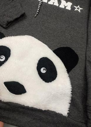 Толстовка панда с подкладкой, теплые худи панда7 фото