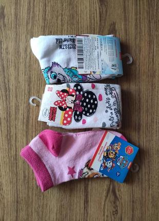 Дитячі шкарпетки для дівчинки набір щенячий патруль скай еверест мінні маус р.31/34 disney