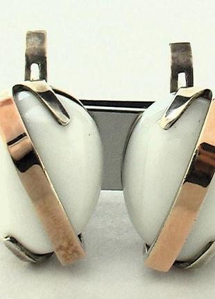Серьги серебро 925 проба 8,65 грамма напайка золото 585 проба