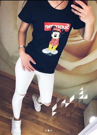 🥰жіноча футболка supreme 🖤🤍🩶