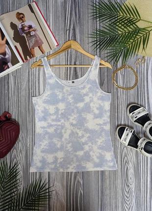 Хлопковая бело-голубая майка в принт тай дай pep&amp;co #3411