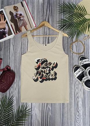 Бежевая хлопковая майка большого размера pep&amp;co #3228