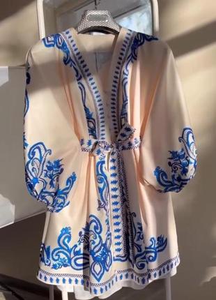 Платье мини-короткая вышивка вышиванка с орнаментом