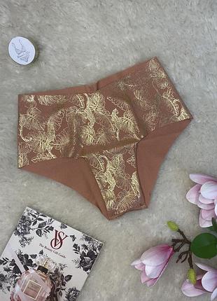 Трусики бесшовные xs s m xl пралине с шиммер листьями victoria's secret оригинал виктория сикрет