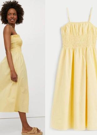 Сарафан лимонный, летнее платье нежное стильное легкое хлопковое hm, zara