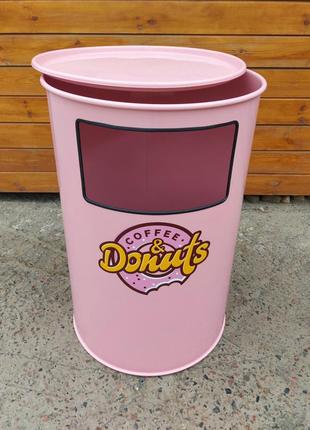 Уличная металлическая урна 200л в форме бочки с вашим логотипом