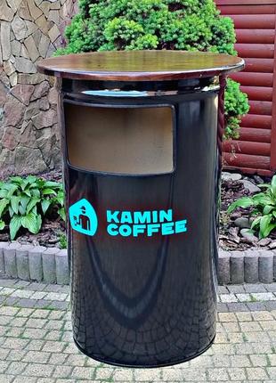 Уличная металлическая урна 200л в форме бочки с вашим логотипом