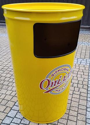 Уличная металлическая урна 200л в форме бочки с вашим логотипом