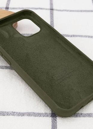 Чехол silicone case full protective (aa) для apple iphone 12 pro / 12 (6.1 дюйма) зеленый / dark olive 3