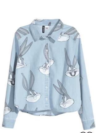 Рубашка женская джинсовая h&m looney tunes