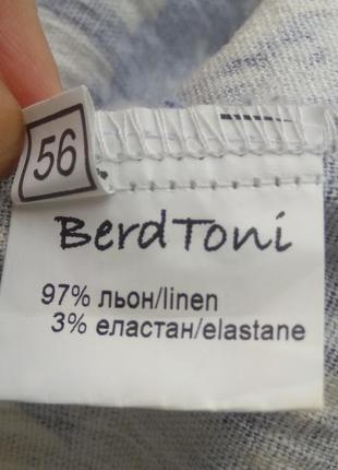 Льняное женское миди платье berdtoni с коротким рукавом / летний сарафан с цветочным принтом6 фото