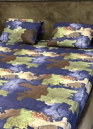 Постельеое простынь карта мира