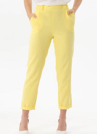 Штани завужені жіночі жовті класичні для офісу креп 7/8 актуаль 5355, 50
