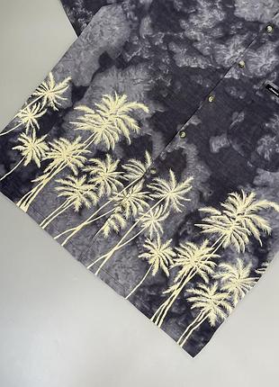 Стильная графитовая гавайка reval jamaica, тай дай, пальма, оверсайз, ямайка, с принтом, принт, серая, темная, гавайская рубашка, тенниска, летняя4 фото