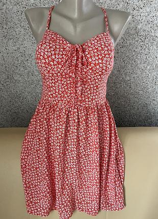 Платье s, платье лёгкое, платье с чашками, платье цветочный принт