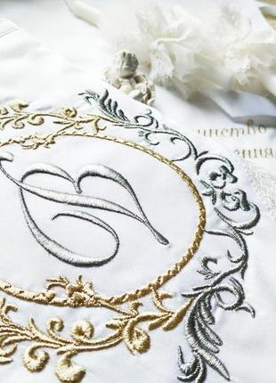 Именной набор для крещения "ампир" (махровая крыжма, мешочек для локона, мешочек для хранения)